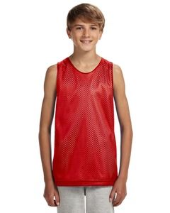 A4 N2206 - Youth Reversible Mesh Tank Shirt Scarlet/White