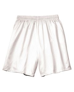 A4 N5293 - Adult 7" Inseam Lined Tricot Mesh Shorts White
