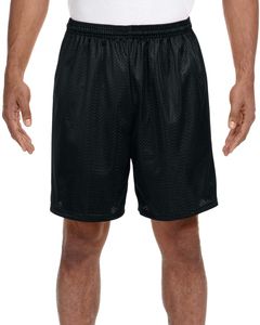 A4 N5293 - Adult 7" Inseam Lined Tricot Mesh Shorts Black