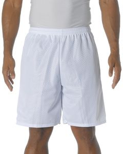 A4 N5296 - Lined 9" Inseam Tricot Mesh Shorts White
