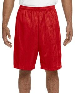 A4 N5296 - Lined 9" Inseam Tricot Mesh Shorts Scarlet