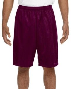 A4 N5296 - Lined 9" Inseam Tricot Mesh Shorts Maroon