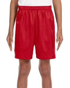 A4 NB5301 - Youth 6" Inseam Lined Tricot Mesh Shorts Scarlet
