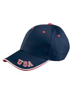 Adams NT102 - 6-Panel Mid-Profile Cap with USA Embroidery Navy/Red/White