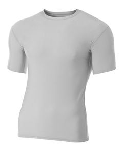 A4 N3130 - Shorts Sleeve Compression Crew Shirt Silver