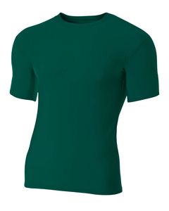 A4 N3130 - Shorts Sleeve Compression Crew Shirt Forest Green