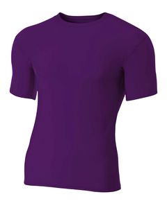 A4 N3130 - Shorts Sleeve Compression Crew Shirt Purple