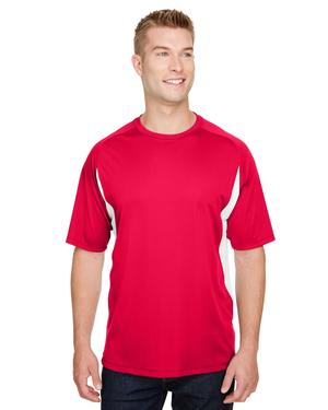 A4 N3181 - Mens Cooling Performance Color Blocked Shorts Sleeve Crew Shirt