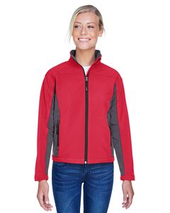 Devon & Jones D997W - Ladies Soft Shell Colorblock Jacket Red/Dk Charcoal