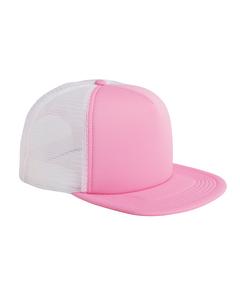 Big Accessories BX030 - 5-Panel Foam Front Trucker Cap Pink/White