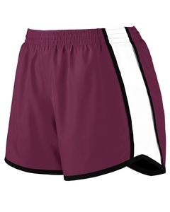 Augusta 1265 - Ladies Jr. Fit Pulse Team Short Maroon/Wht/Blk