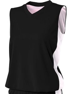 A4 NW2320 - Ladies Reversible Moisture Management Muscle Shirt Black/White