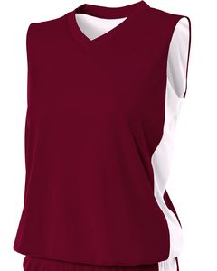 A4 NW2320 - Ladies Reversible Moisture Management Muscle Shirt Maroon/White