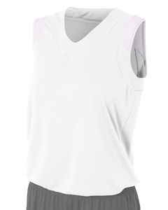 A4 NW2340 - Ladies Moisture Management V Neck Muscle Shirt White
