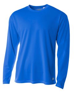 A4 N3253 - Men's Long Sleeve Crew Birds Eye Mesh T-Shirt Royal blue