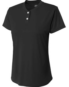 A4 NW3143 - Ladies Tek 2-Button Henley Shirt Black