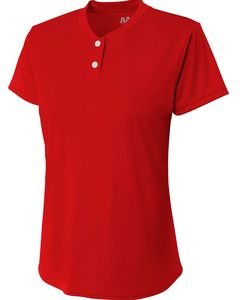 A4 NW3143 - Ladies Tek 2-Button Henley Shirt Scarlet
