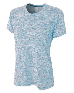 A4 NW3296 - Ladies Space Dye Tech T-Shirt Light Blue