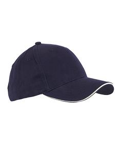 Big Accessories BX004 - 6-Panel Twill Sandwich Baseball Cap Navy/Stone