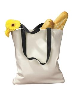BAGedge BE010 - 12 oz. Canvas Tote with Contrasting Handles Natural/Black