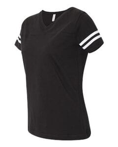 LAT 3537 - Ladies' Vintage Football T-Shirt Black Solid/ White