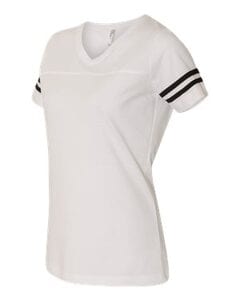 LAT 3537 - Ladies' Vintage Football T-Shirt White Solid/ Black
