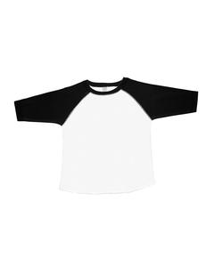 Rabbit Skins 3330 - Toddler Fine Jersey Three-Quarter Sleeve Baseball T-Shirt White Solid/ Black