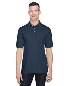 Harriton M265P - 5.6 oz. Easy Blend Polo with Pocket Navy