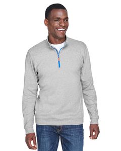 Devon & Jones DG479 - Men's DRYTEC20 Performance Quarter-Zip Grey Heather/Grey Heather/French Blue