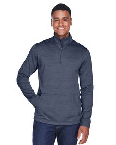 Devon & Jones DG798 - Men's Newbury Mélange Fleece Quarter-Zip Navy Heather