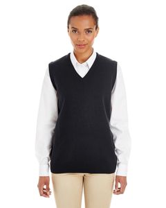 Harriton M415W - Ladies Pilbloc V-Neck Sweater Vest Black