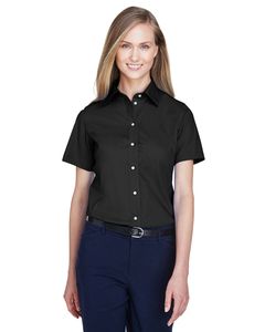 Devon & Jones D620SW - Ladies Crown Collection Solid Broadcloth Short Sleeve Shirt Black