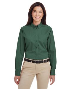 Harriton M581W - Ladies Foundation 100% Cotton Long Sleeve Twill Shirt with Teflon Hunter