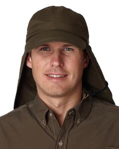 Adams EOM101 - 6-Panel UV Low-Profile Cap with Elongated Bill and Neck Cape Olive Green