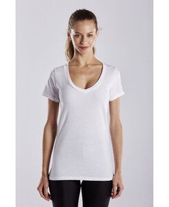 US Blanks US0120 - Ladies' Short Sleeve V-Neck Tee White (pfd)