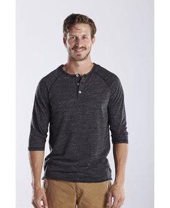 US Blanks US0777 - Adult 3/4 Sleeve Tri-Blend Henley Tri-charcoal