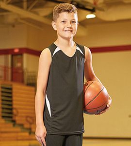 A4 NB2372 - YOUTH DOUBLE/DOUBLE REVERSIBLE JERSEY Black/White