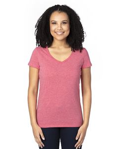 Threadfast 200RV - Ladies Ultimate Short-Sleeve V-Neck T-Shirt Red Heather