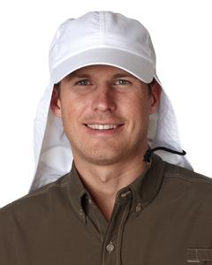 Adams EOM101 - 6-Panel UV Low-Profile Cap with Elongated Bill and Neck Cape White