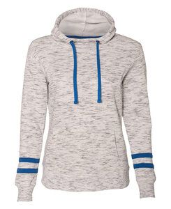 J. America JA8674 - Ladies' Melange Fleece Scuba Hood White/ Royal