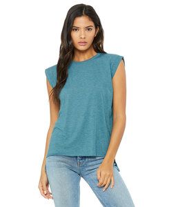 BELLA+CANVAS B8804 - Women's Flowy Muscle Tee with Rolled Cuff Heather Deep Teal