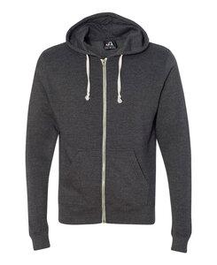 J. America JA8872 - Adult Tri-Blend Full Zip Hooded Fleece Black Tri-Blend