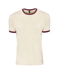 Next Level NL3604 - Men's Premium Fitted Cotton Ringer Tee Natural/ Maroon