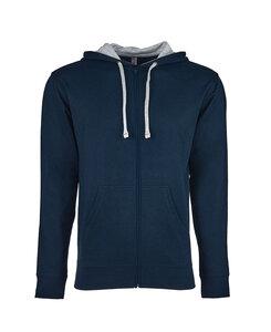 Next Level NL9601 - Unisex French Terry Zip Hoody Midnight Navy/Heather Gray