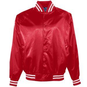 Augusta Sportswear 3610 - Satin Baseball Jacket/Striped Trim Red/White