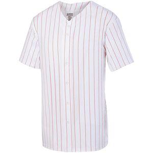 Augusta Sportswear 1685 - Pinstripe Full Button Baseball Jersey White/Red