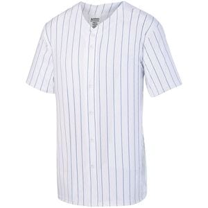 Augusta Sportswear 1686 - Youth Pinstripe Full Button Baseball Jersey White/Royal