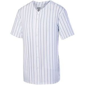 Augusta Sportswear 1686 - Youth Pinstripe Full Button Baseball Jersey White/Navy