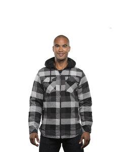 Burnside BN8620 - Adult Hooded Flannel Jacket Black/Grey