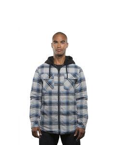 Burnside BN8620 - Adult Hooded Flannel Jacket Grey/ Blue
